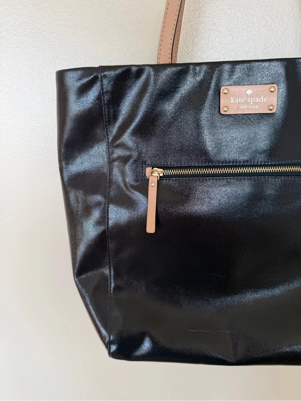 KATE SPADE NEW YORK KERRYN FULTON STREET PATENT LEATHER LARGE SHOPPERS TOTE